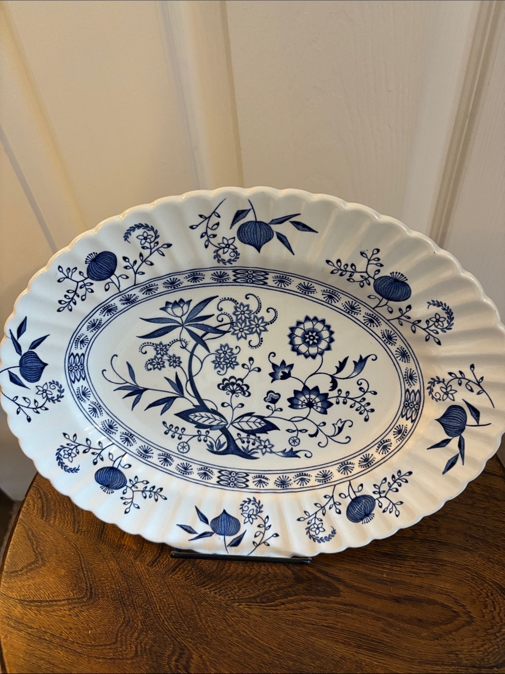 Blue Floral Ironstone Serving Platter - Classic Home Dining